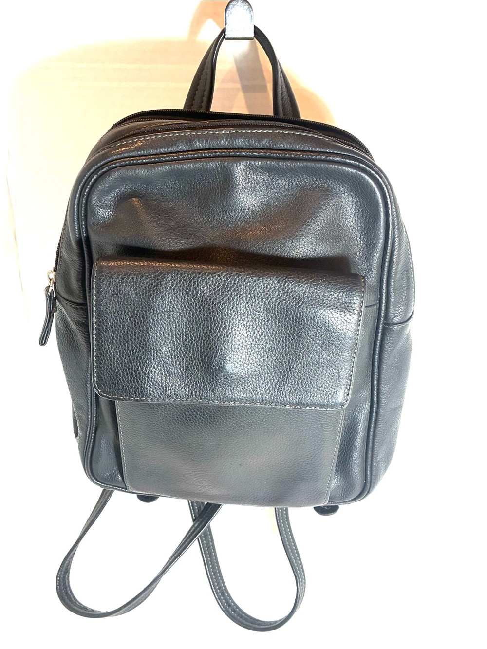 Tignanello Black Genuine Leather Women’s Backpack Purse Classic Older Style - Picture 5 of 14
